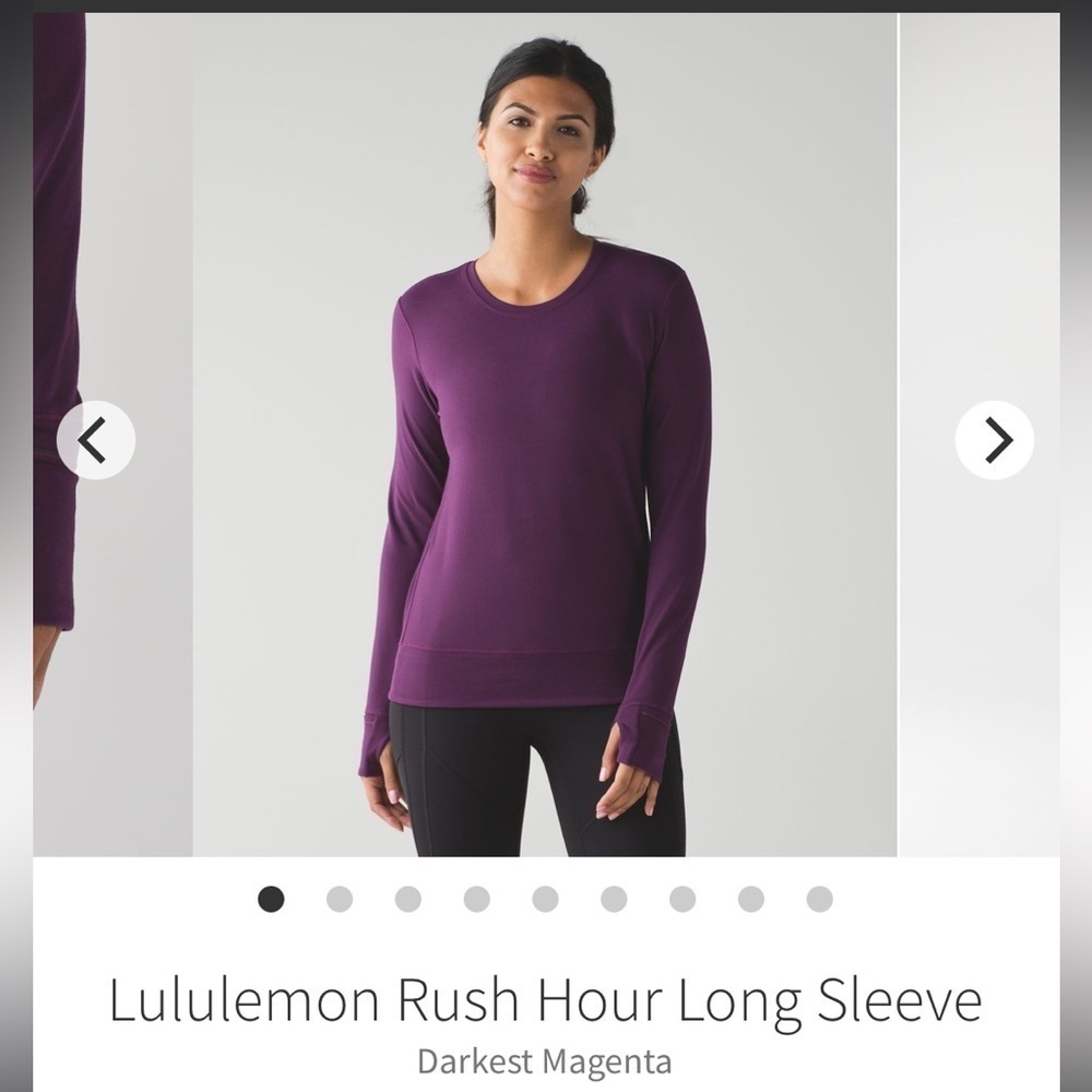 #125- LULULEMON- Rush Hour Long Sleeve
Darkest Magenta